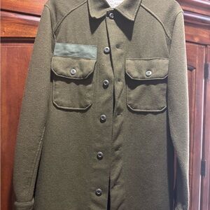 Vintage 1977 Military Wool Field Shirt Jacket, Olive green, Like New! Size small